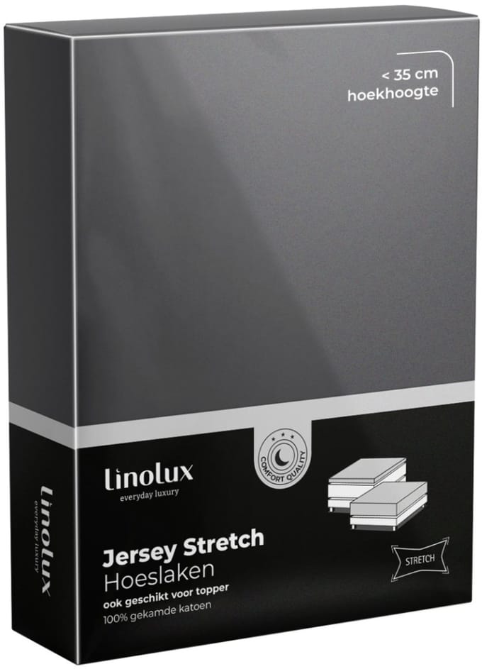 Linolux (topper) Hoeslaken Jersey Dark Grey 180x220