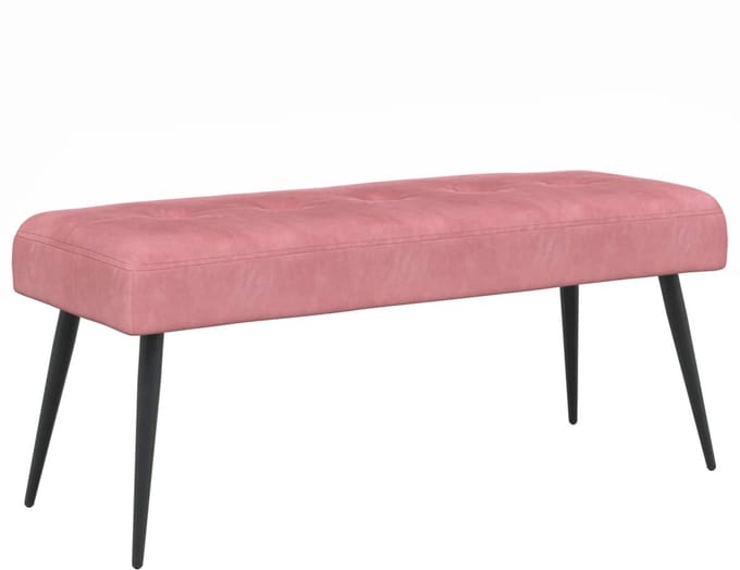 vidaXL - Bank - met - knopen - tufting - Roze - 110 - x - 40 - x - 46 - cm - fluweel