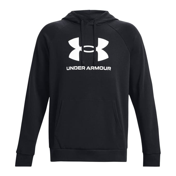 Under Armour UA Rival Fleece Logo HD-BLK Heren Sporttrui - Zwart - Wit