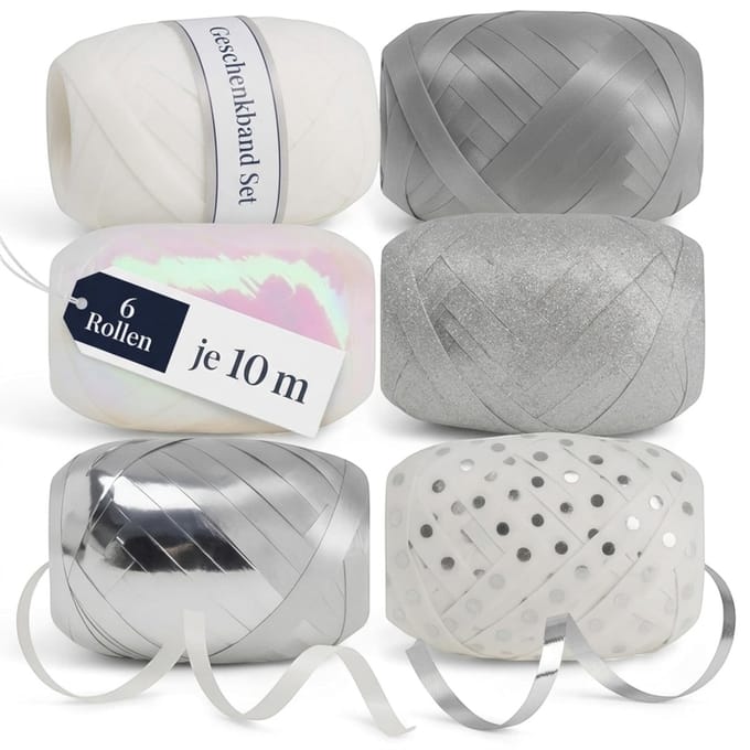 Dailygoods- Geschenklint set - Glanzend/mat - 6 Rollen - 10 meter per rol - Cadeaulint - Versieren/kado's - Creatieve projecten