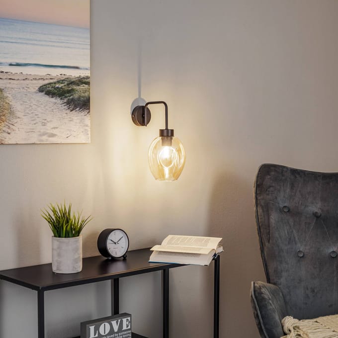 EMIBIG LIGHTING Wandlamp Lukka, 1-lamp, zwart/amber