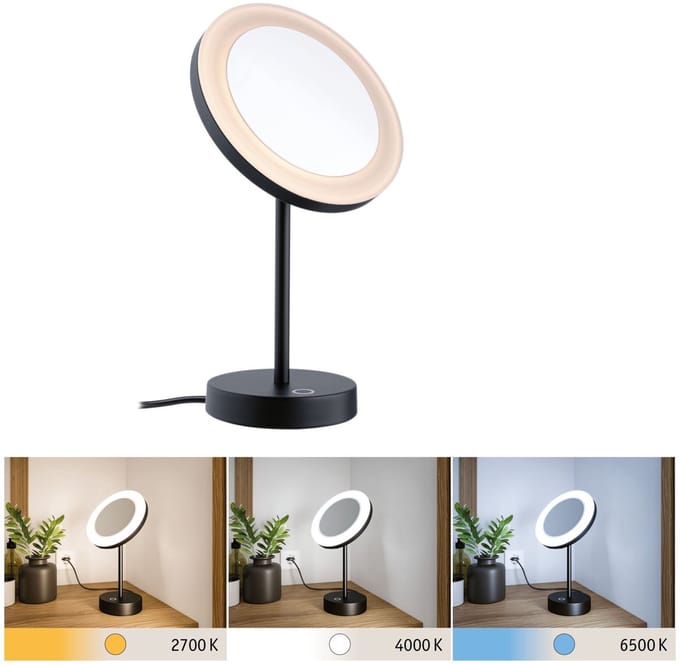 LED-cosmeticaspiegel Masua IP44 White Switch 55lm 230V 4W Zwart mat