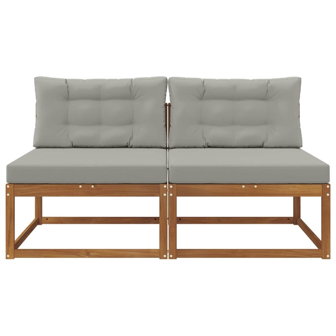 vidaXL - Buiten - Midden - Sofa - met - kussen - 2 - Stuk - Naturel