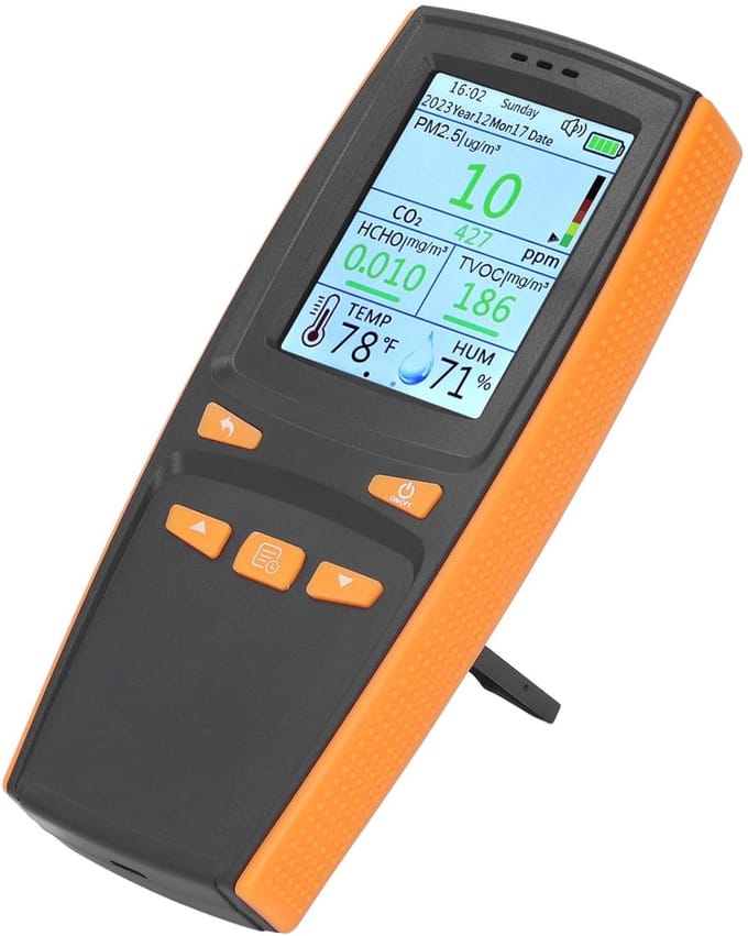 Luchtkwaliteitsmonitor - CO2 PM2.5 detector - Realtime binnenlucht - Instelbaar alarm - Temperatuur vochtigheid