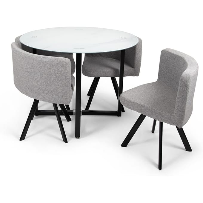 Milton & Oldbrook Eetkamerset 5-delig Sofia - Eettafel Met 4 Stoelen Marmer Wit