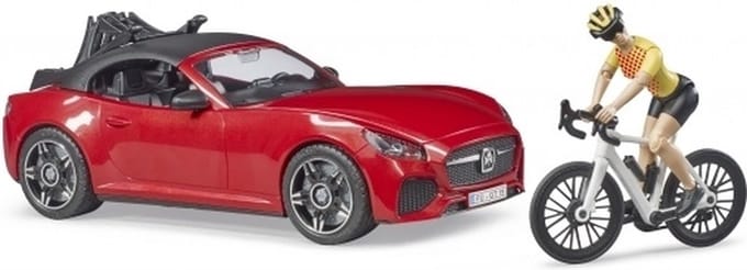 Bruder Roadster met racefiets en fietser