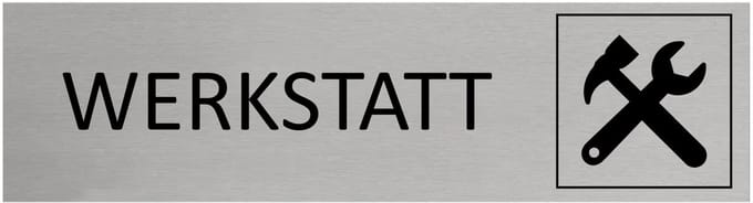 CombiCraft Aluminium Deurbordje "Werkstatt " 165x45mm met tape