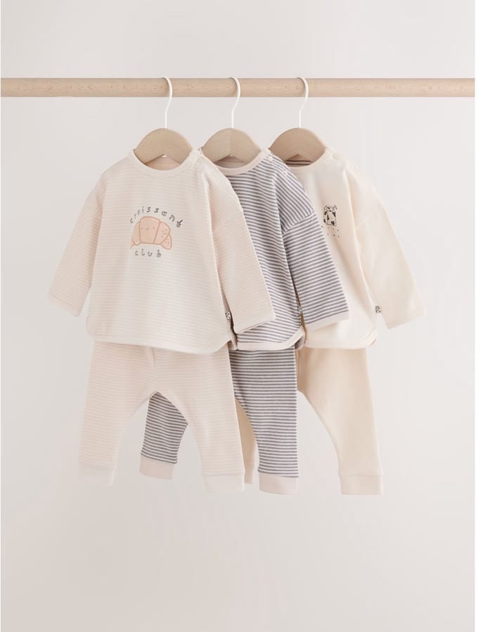Next - Pasgeboren unisex - 6-delige set voor baby's top & legging - Naturel