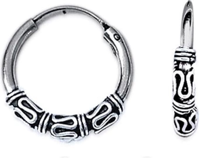 Amanto Oorbellen Finet Large - 925 Zilver Geoxideerd - Bali - 3mm - ∅17mm