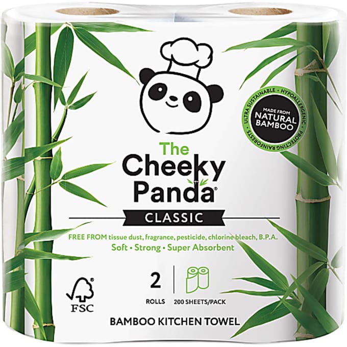 The Cheeky Panda Keukenrollen pak van 2 stuks.