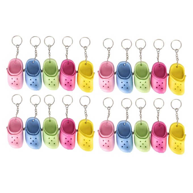 20 stuks Schoen Sleutelhangers 5 Kleuren Flexibel Herbruikbaar Eva Proces Strand Gaten Schoenen Sleutelhangers voor DIY pink
