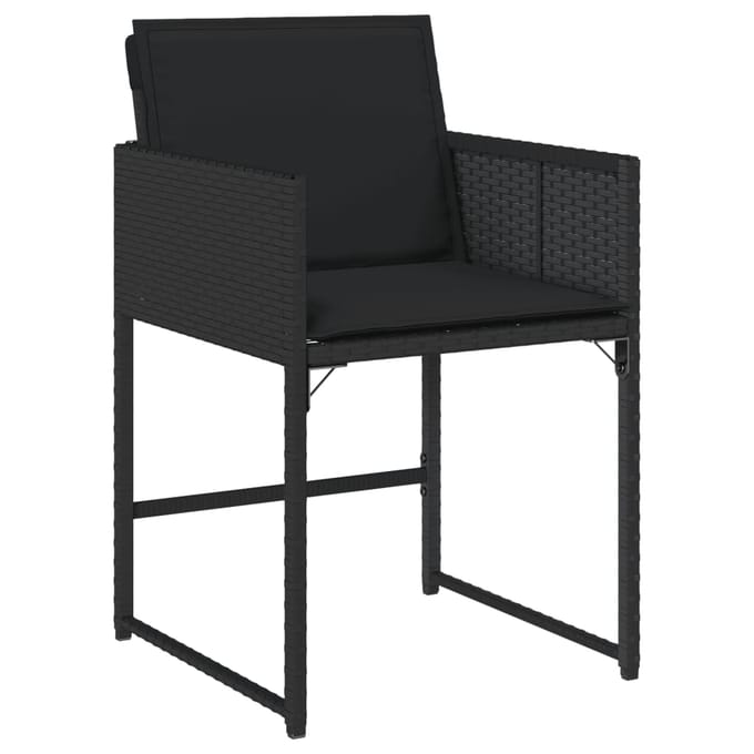 vidaXL - Tuinstoelen - 4 - st - met - kussens - poly - rattan - zwart