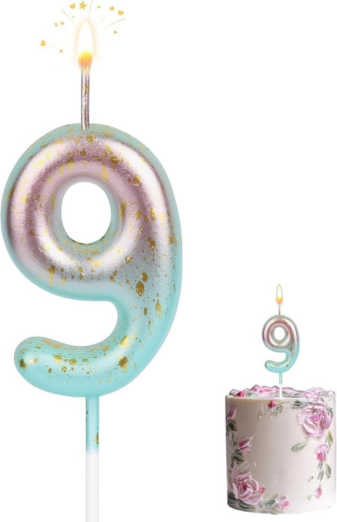 Verjaardagskaars Cijfer voor 9e Verjaardag - Kleurverloop Decoratie