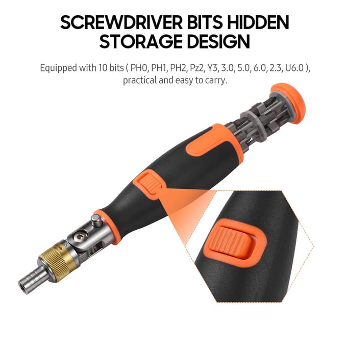 Tweeweg ratelschroevendraaier 10-in-1 Multi-bit ratelschroevendraaierset 6,23 mm verstelbare moer black