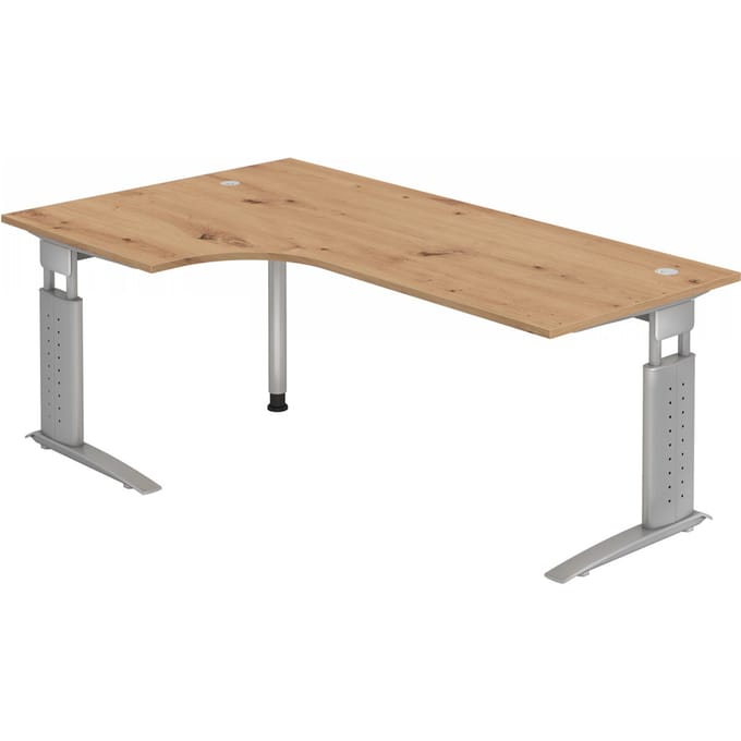 UNDA 82 S | Bureau - 200 x 120 Tafelhoogte I In hoogte verstelbaar Essen-Eik/Zilver