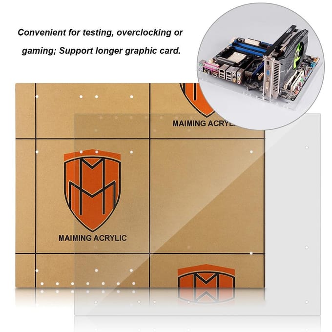 Open Frame Transparant Acryl Overlock Computerbehuizing DIY Basisstandaard Voor ATX Moederbord beige