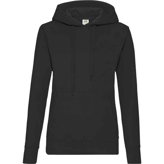 Fruit of the Loom Klassieke Dames Fit Sweatshirt Met Capuchon (Zwart)