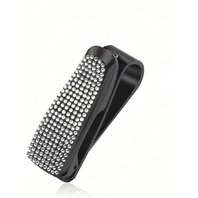 1 stuks Strass Decor Auto Zonneklep Brilhouder Clip one-size wit