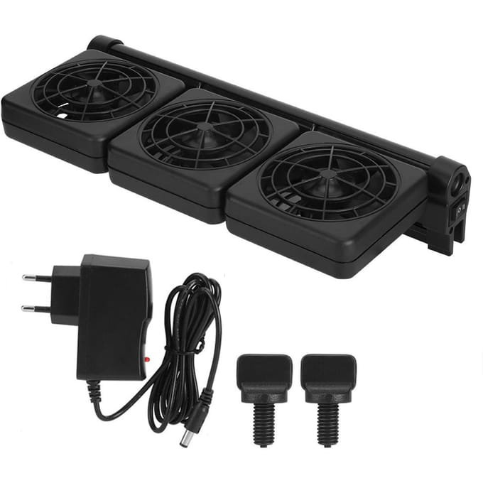 Mini drievoudige verstelbare aquariumkoelventilator voor vissen black