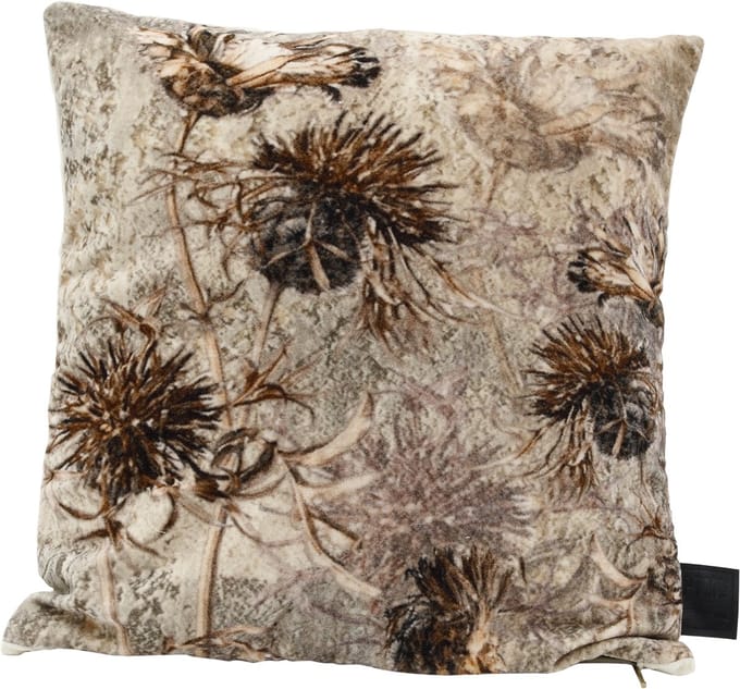 PTMD Lazzy Vierkant Kussen - 45 x 10 x 45 cm - Katoenen Fluweel - Grijs