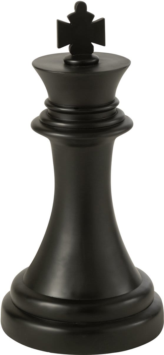 J-Line decoratie Schaakstuk Koning - polyresin - zwart