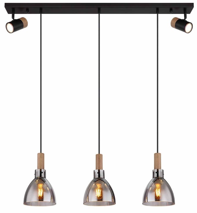 Globo - hanglamp - Mattea - zwart - metaal - grote eettafellamp - LED_E27 - 15550-3H