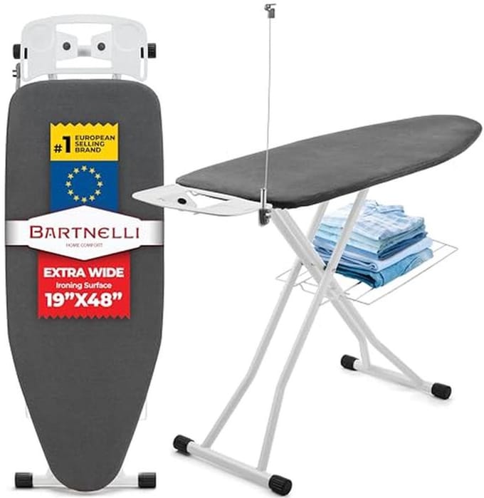 Strijkplank - Strijktafel - Efficiënt Strijken - Extra breed oppervlak - 19x48 inch - Grijs