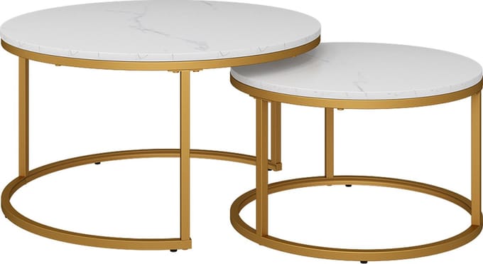 Vicco Montreal Salontafel set – 77 x 40 cm 2 delen Wit/Goud