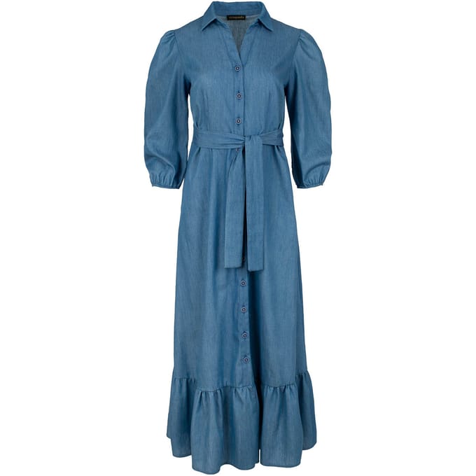 Jurk in denimstijl met ruches
