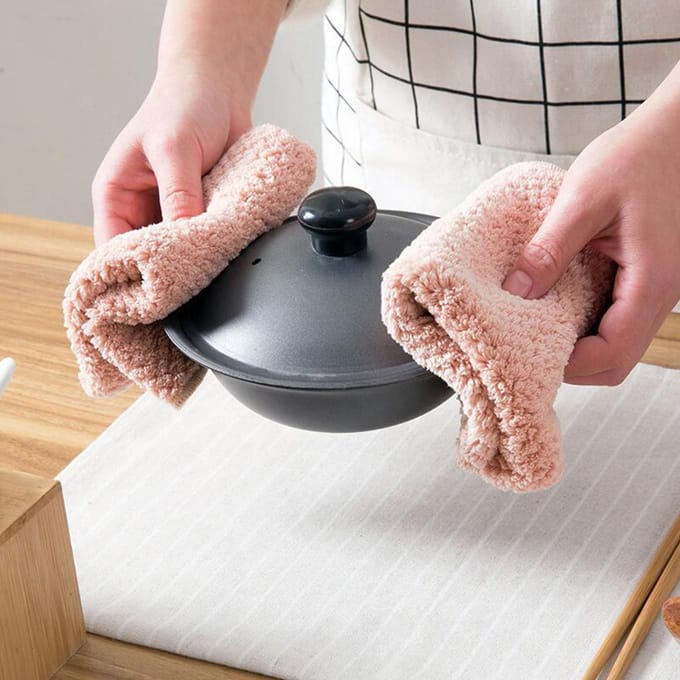 Zachte pluizige handdoeken Coral Fleece schoonmaakdoekje Keuken theedoeken Waterabsorberend Snel drogend rood