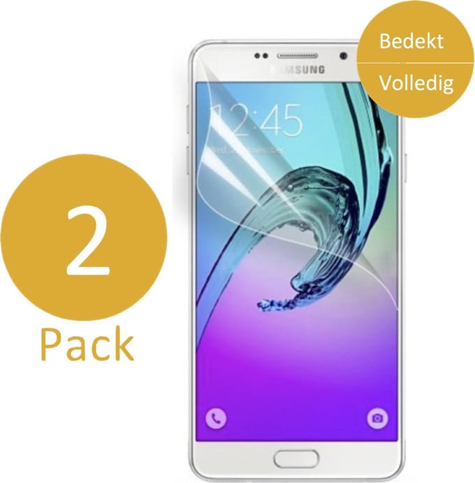 2x Screenprotector geschikt voor Samsung Galaxy A7 (2016) - Glas PET Folie Screenprotector Transparant 0.2mm 9H (Full Screen Protector)