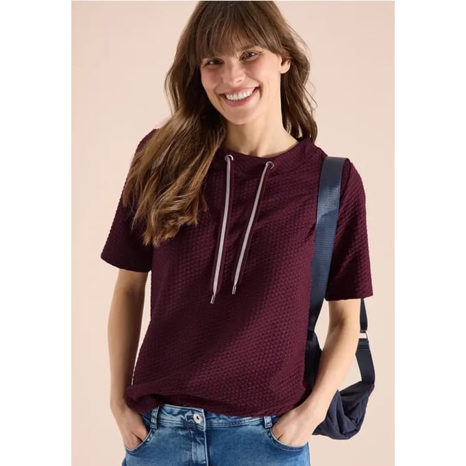 Shirt met ronde hals en trekkoord