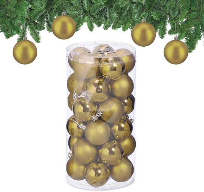 Kerstballen - set van 30 - plastic - Ø 6 cm - onbreekbaar - goud
