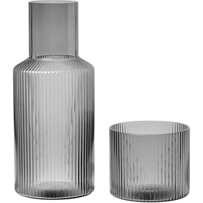Ferm Living - Ripple Karafset - smoked grey - 4 - 6 Wochen