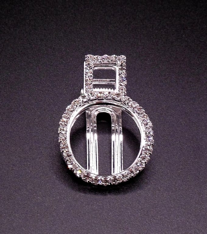 Duckklem rond zilverkleurig strass klein
