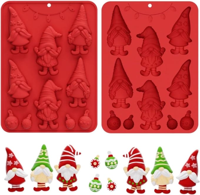 Solidchoice - Silikonenvorm voor 3D Chocolade en Snoep met Kabouter en Kerstbal Motief