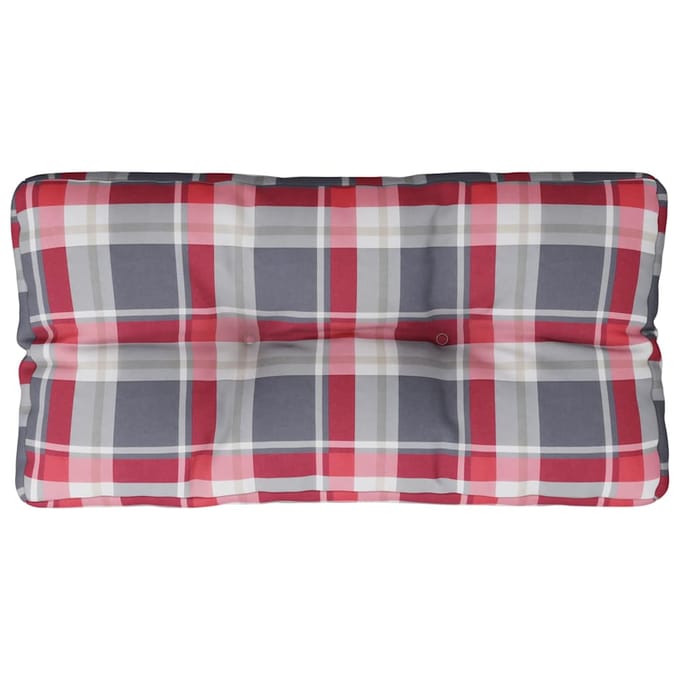 vidaXL - Palletkussen - 70x40x12 - cm - stof - ruitpatroon - rood