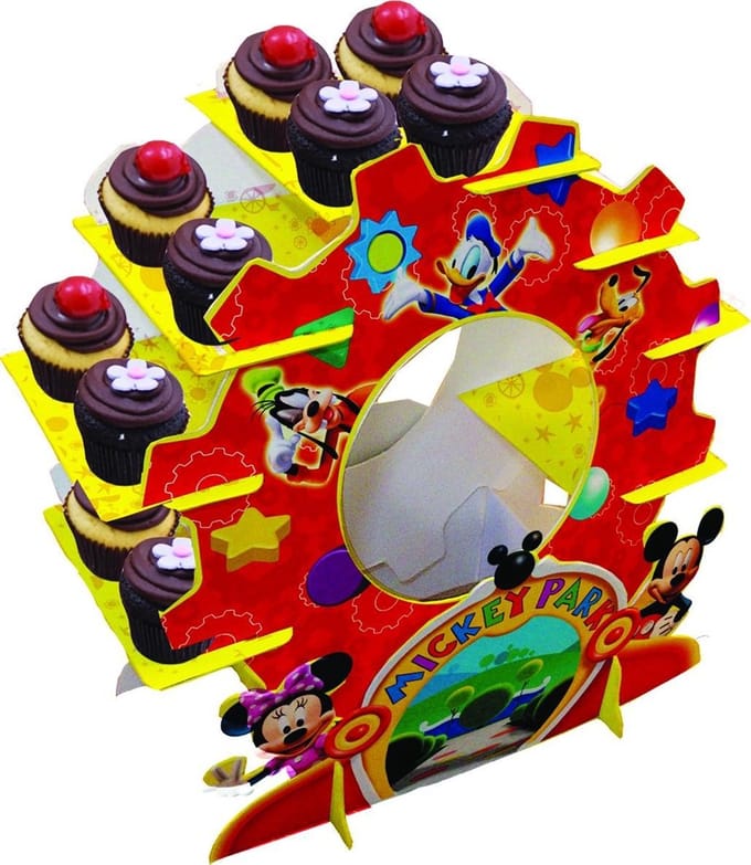 Disney Mickey Cupcake standaard - Kartonnen feestdecoratie 29 cm