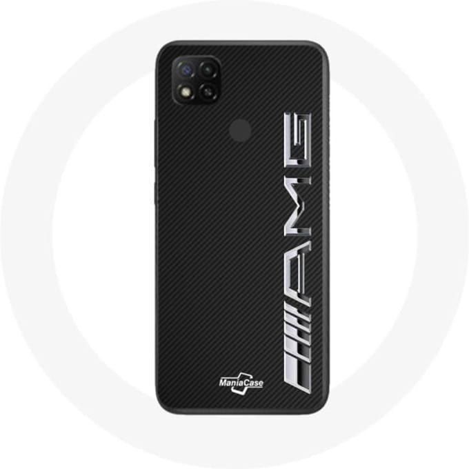 Xiaomi Redmi 9C Amg-logo koolstoftextuurbehuizing zwart