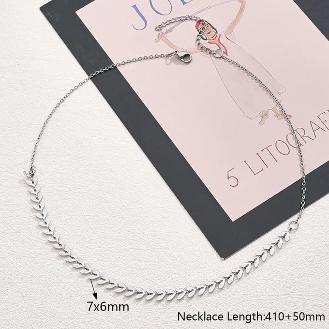JewelGalerie - Ketting-Veertjes-Zilver