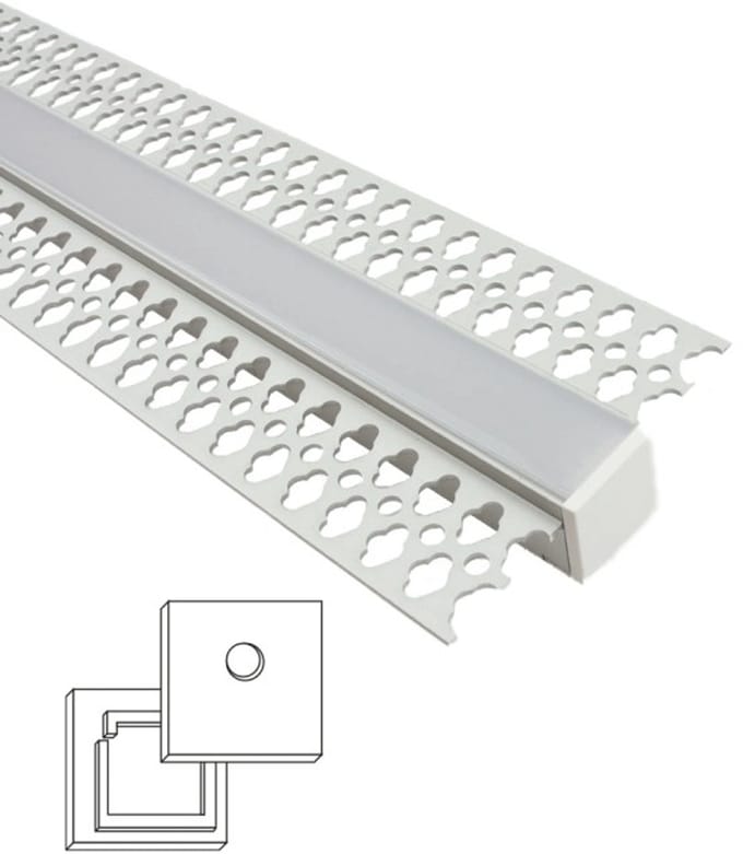 Led profiel stucprofiel - 3 meter - Aluminium - Smal - Voor platte ondergronden - Geschikt voor led strips tot 12 mm - Led strip profiel incl. afdekkap