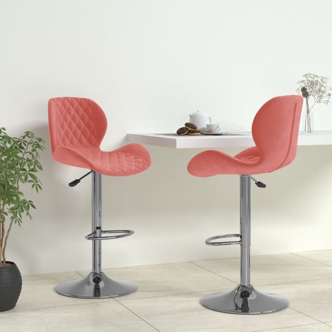 vidaXL - Barkrukken - 2 - st - fluweel - roze