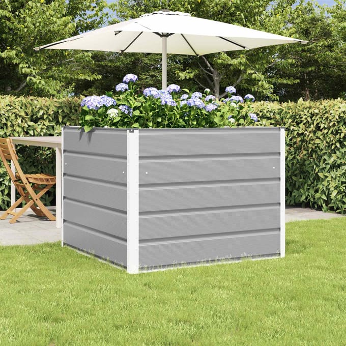 vidaXL - Plantenbak - Lichtgrijs - 100 - x - 100 - x - 75 - cm - Staal