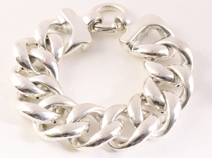 Hoogglans zilveren armband met grote gourmetschakels
