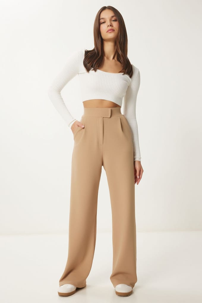 Hoge Taille Geweven Palazzo Broek