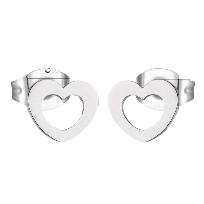 Rvs sieraden -Open Hartjes oorbellen - Zilverkleurig staal - Subtiel