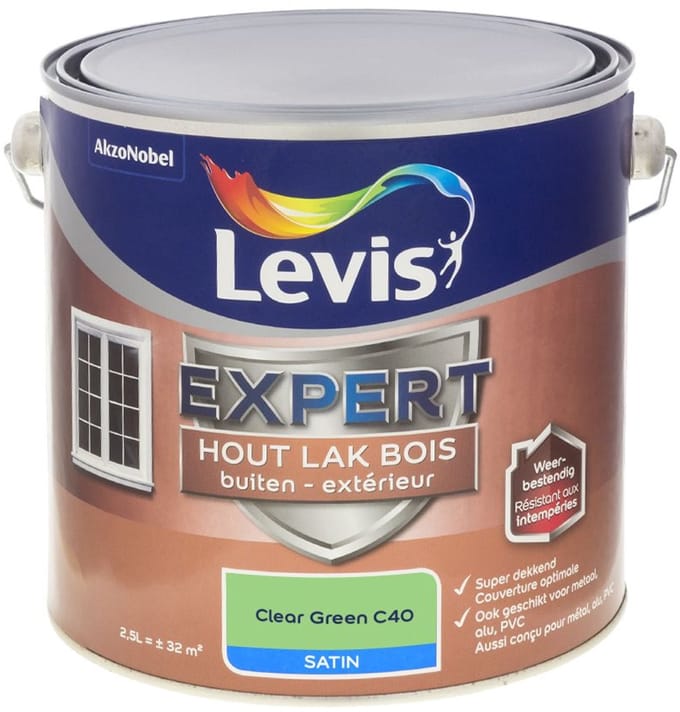 Levis - Expert Hout Lak Buiten Satin Mix - Clear Green C40 - Mengverf - 2,5 L