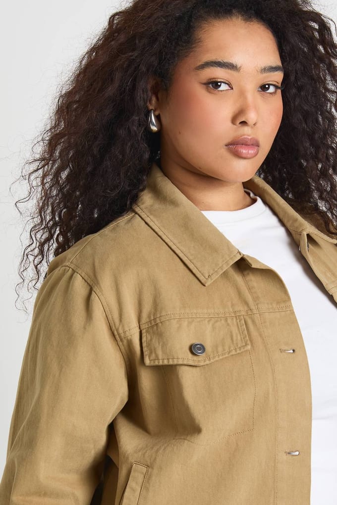 boohoo Dames Plus Twill Utility Oversized Shirt | Ecru | Maat: 44