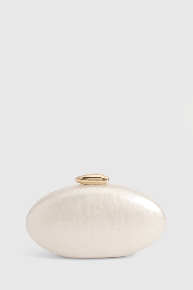 boohoo Dames Marmer Acryl Ovale Clutch Bag | Wit