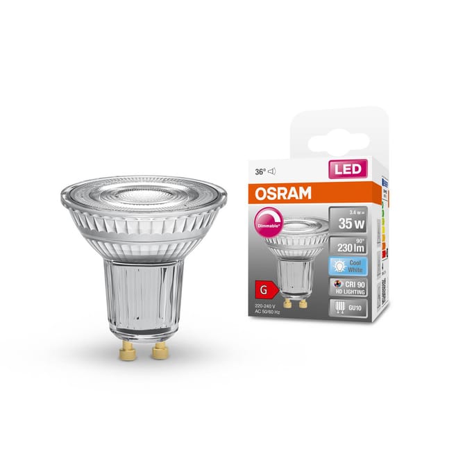 OSRAM HOMELIGHTING 4058075797666 LED-lamp Energielabel G (A - G) GU10 Reflector 3.4 W = 35 W Koudwit (Ø x h) 50 mm x 50 mm 1 stuk(s)